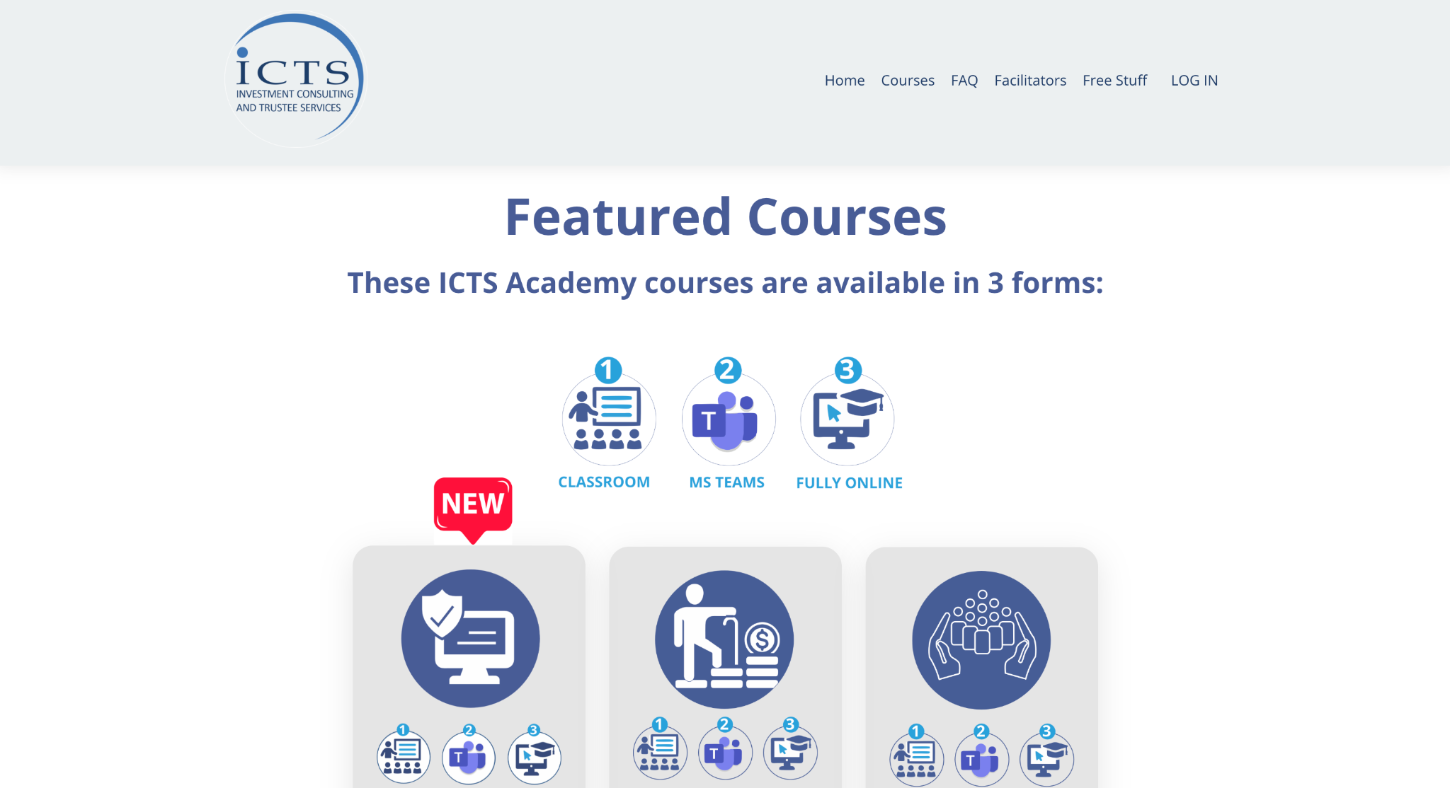 ICTS Academy course delivery formats and featured courses